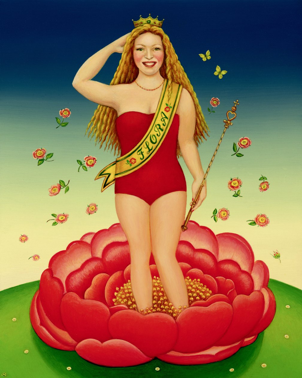 Flora, 2000 (öljy ja tempera paneelissa) tekijältä Frances Broomfield