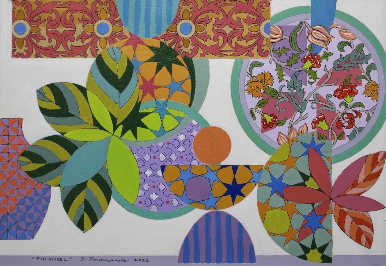 Pinwheel, 2022 (akryyli arkistovesiväripaperille) tekijältä Frances Ferdinands