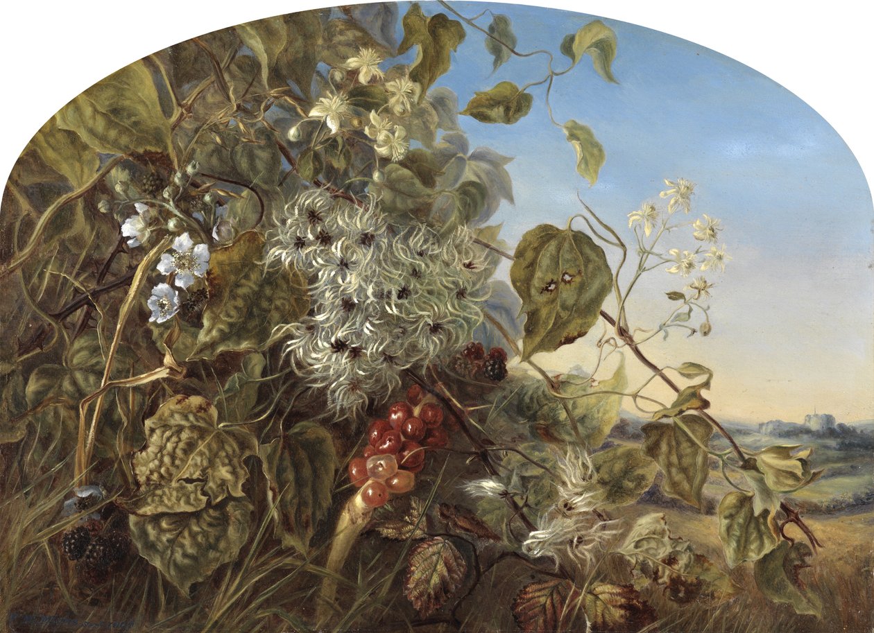 Syksyinen pensasaita lähellä Carisbrookea, 1864 tekijältä Frances Minns