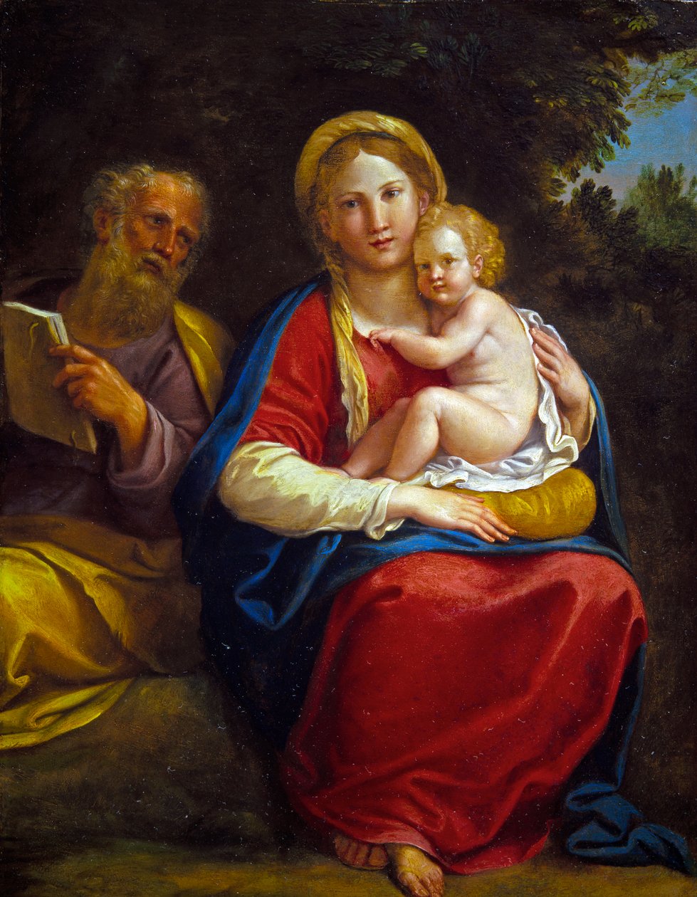 Pyhä perhe (öljy kuparille) tekijältä Francesco Albani