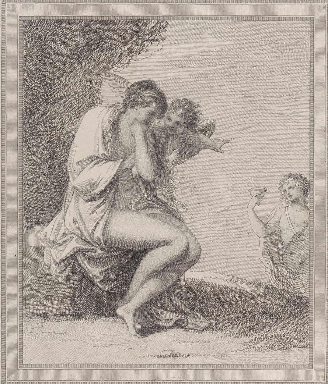 Ariadne, Cupid ja Bacchus, 1788. tekijältä Francesco Bartolozzi