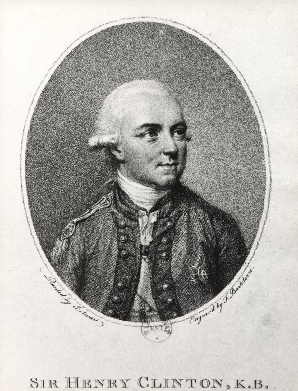 Sir Henry Clinton (1730-95) (kaiverrus) (m/w kuva) tekijältä Francesco Bartolozzi