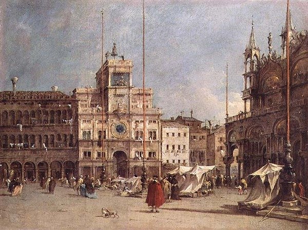 Kellotorni, Venetsia (öljy kankaalle) tekijältä Francesco Guardi
