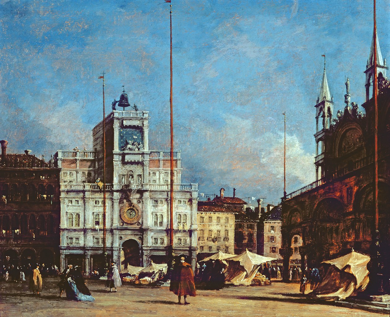Kellotorni, Venetsia, noin 1760 tekijältä Francesco Guardi