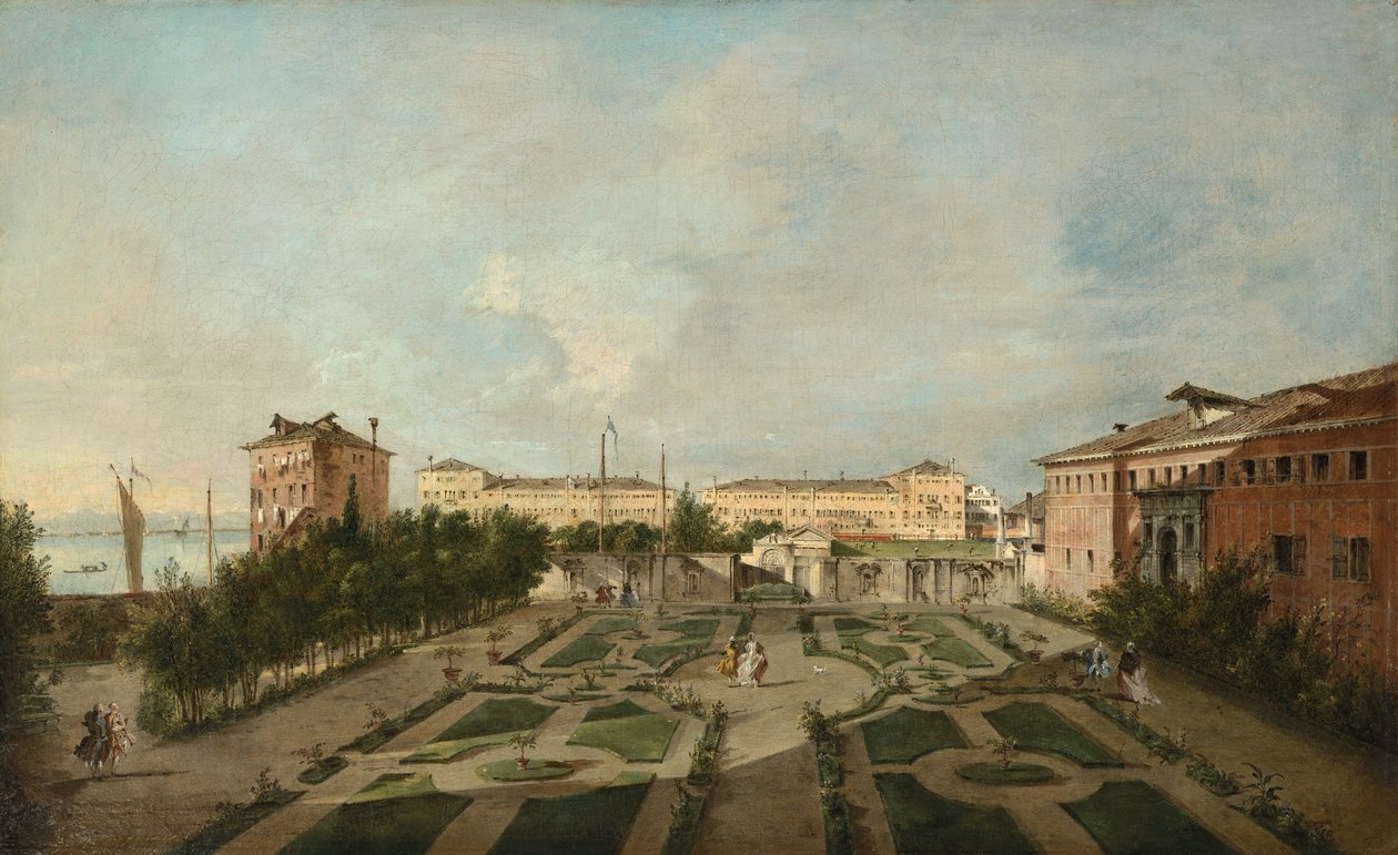 Palazzo Contarini dal Zaffon puutarha tekijältä Francesco Guardi