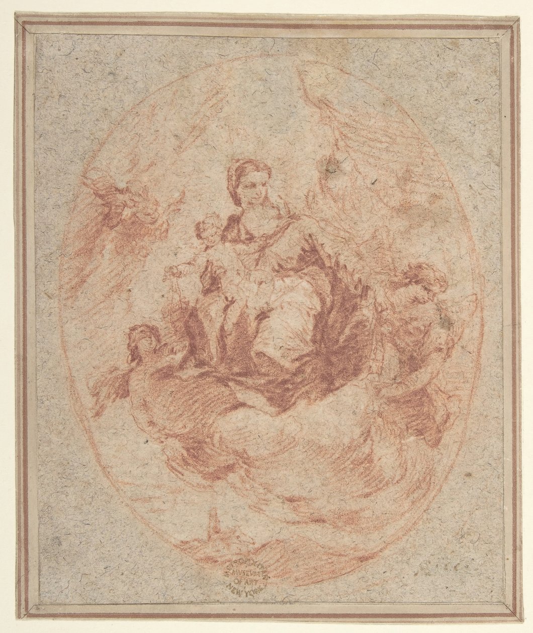 Neitsyt ja lapsi pitävät skapulaarit, 1712-93. tekijältä Francesco Guardi.