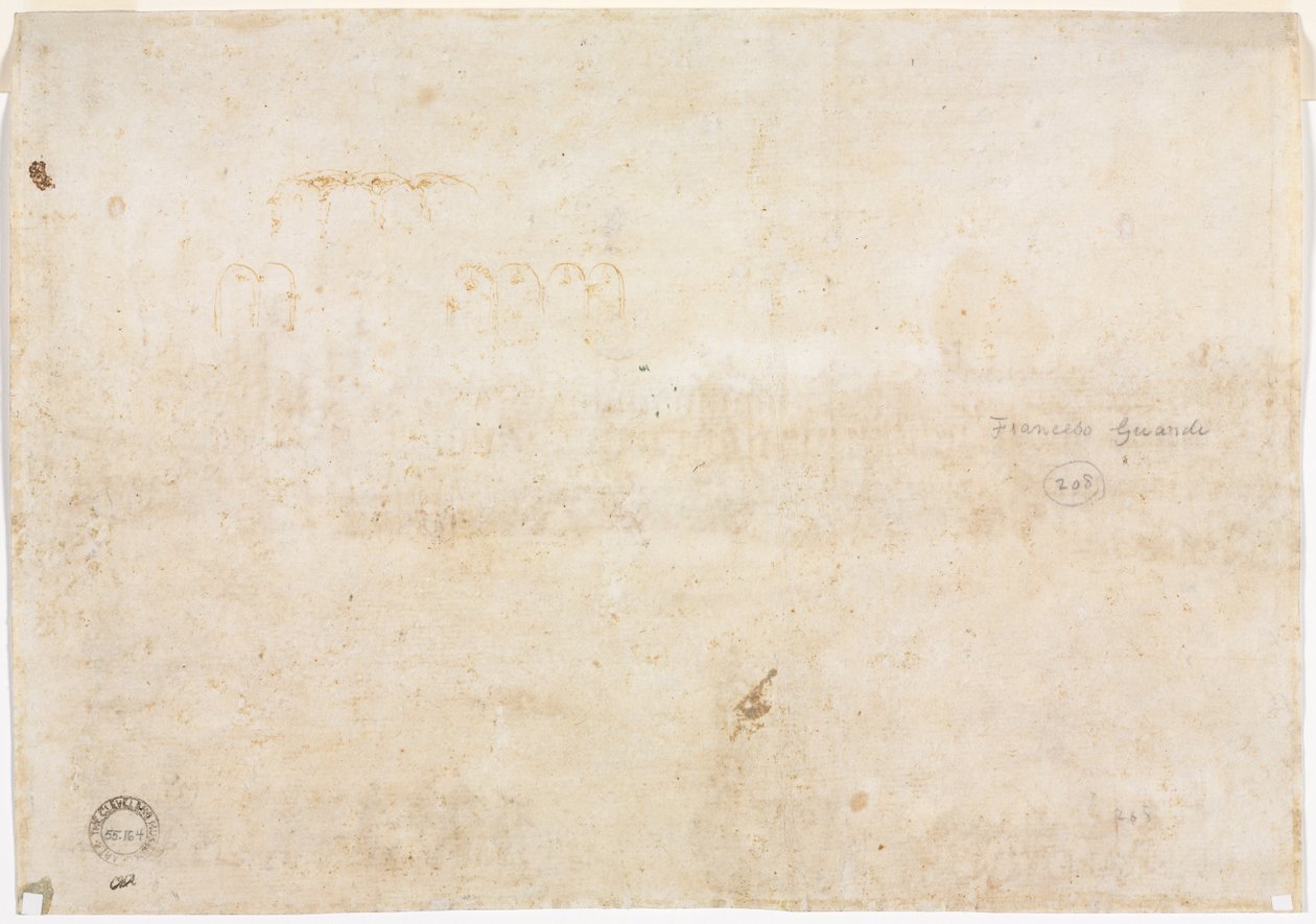 Kolme luonnosta kaarista (käänteinen) tekijältä Francesco Guardi