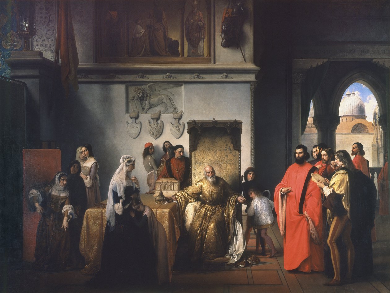 Doge Francesco Foscarin poisto (Kaksi Foscaria) tekijältä Francesco Hayez