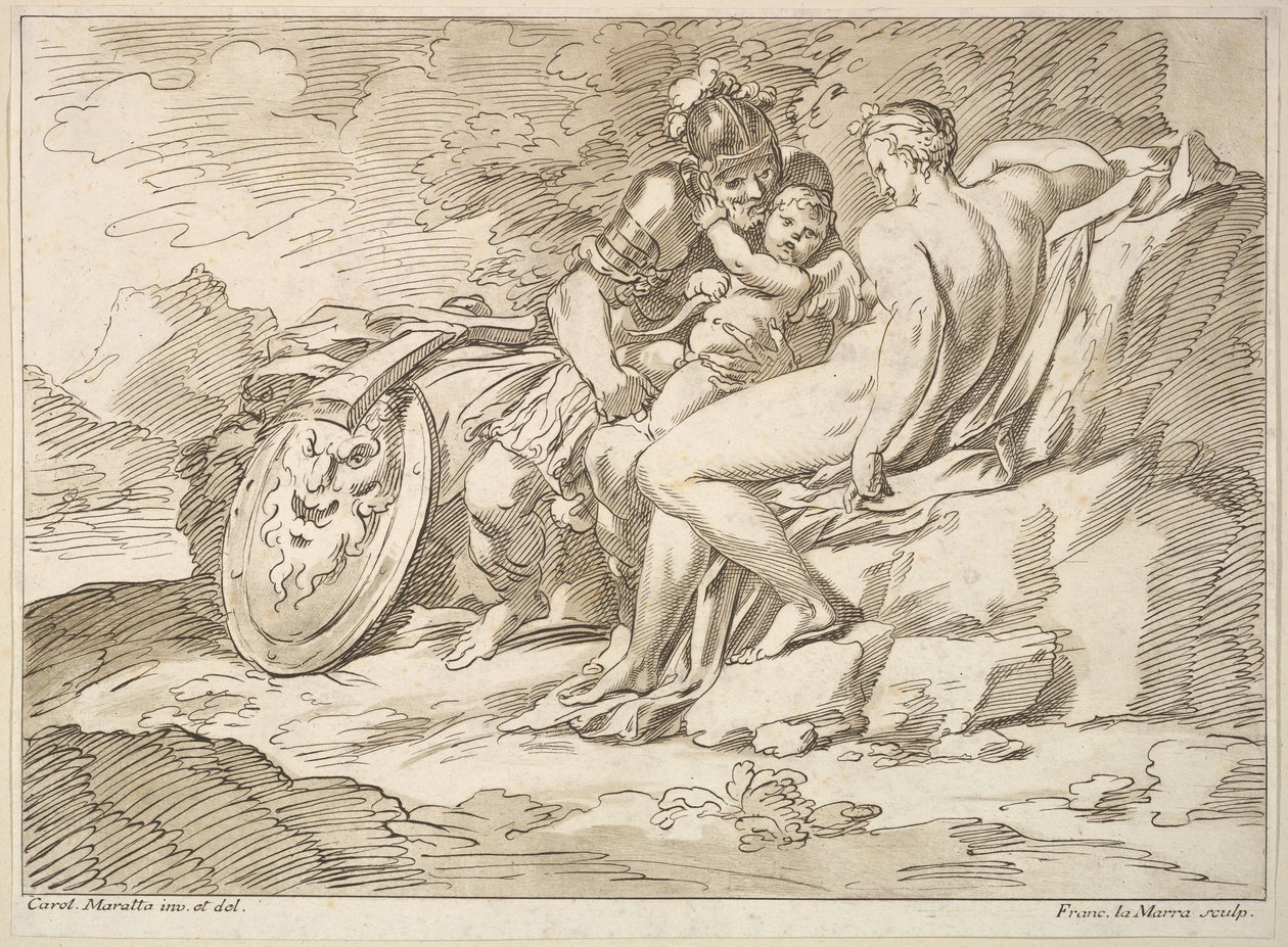 Venus, Mars ja Cupid, 1725-80. tekijältä Francesco Lamarra