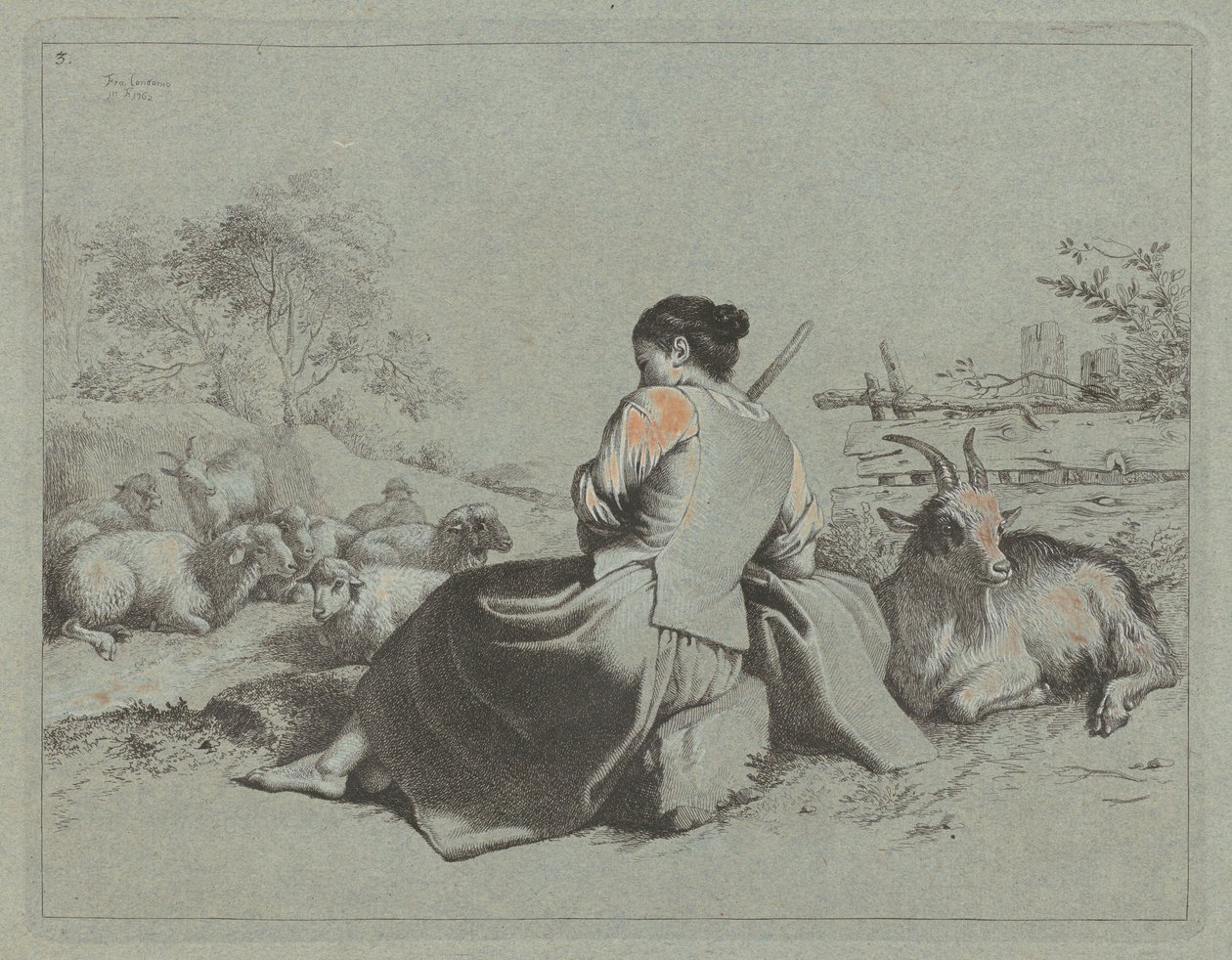 Istuva paimentar, 1762. tekijältä Francesco Londonio