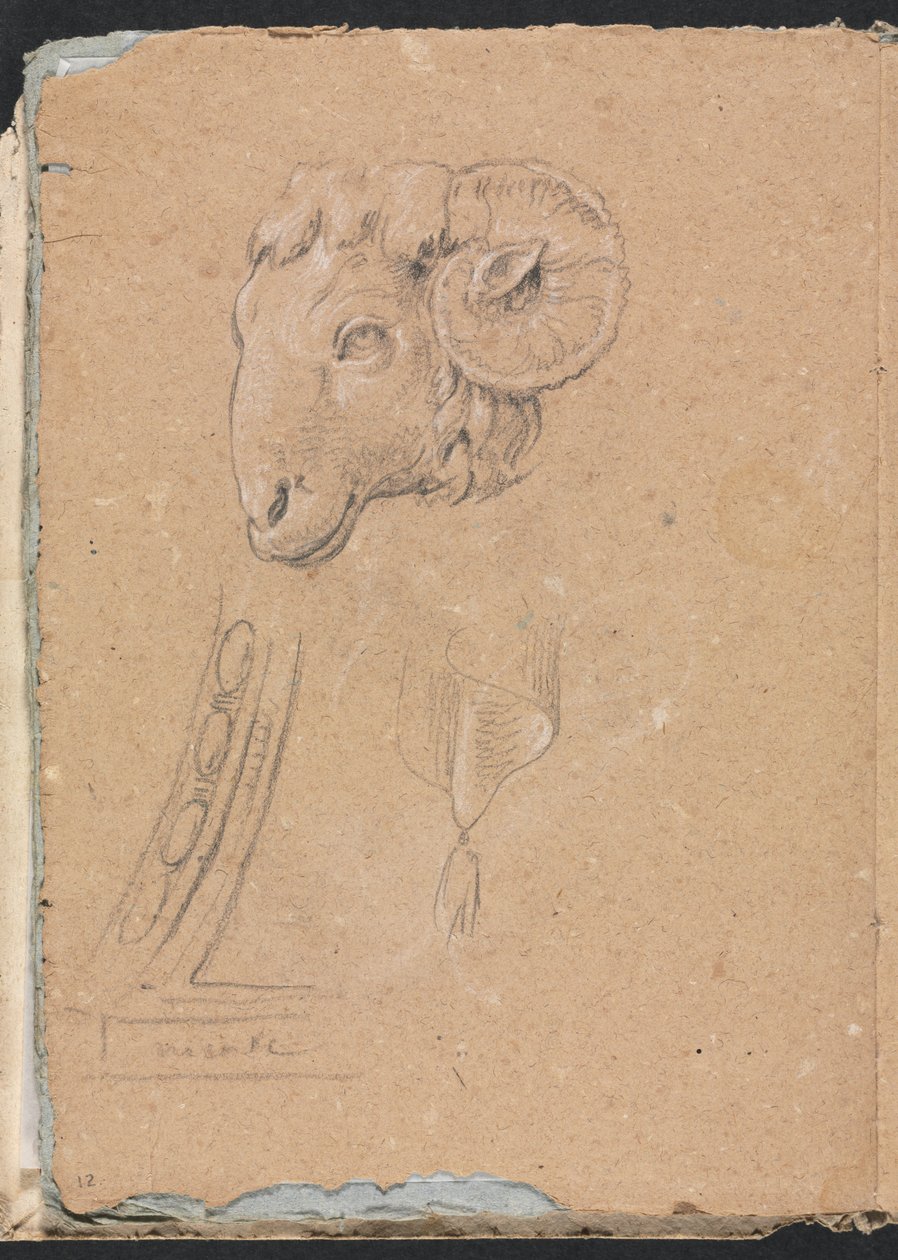 Verona Sketchbook: Rams head page12, 1760. tekijältä Francesco Lorenzi