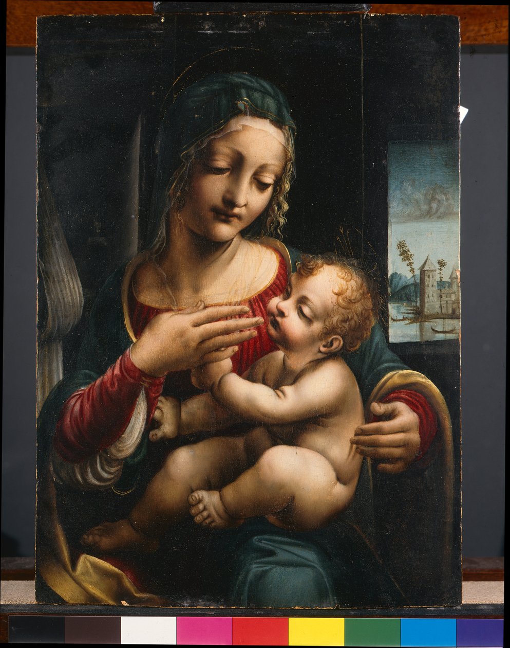 Neitsyt ja lapsi, n. 1490-1500 (öljy paneelille) tekijältä Francesco Napoletano