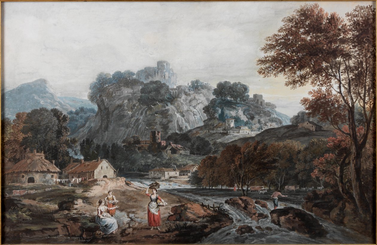 Maisema, noin 1760-1770 (akvarelli paperille) tekijältä Francesco Zuccarelli