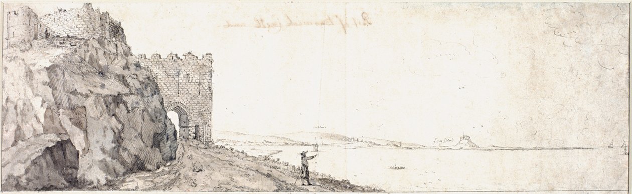 Gateway, Bamburghin linna (muste paperille) tekijältä Francis Place