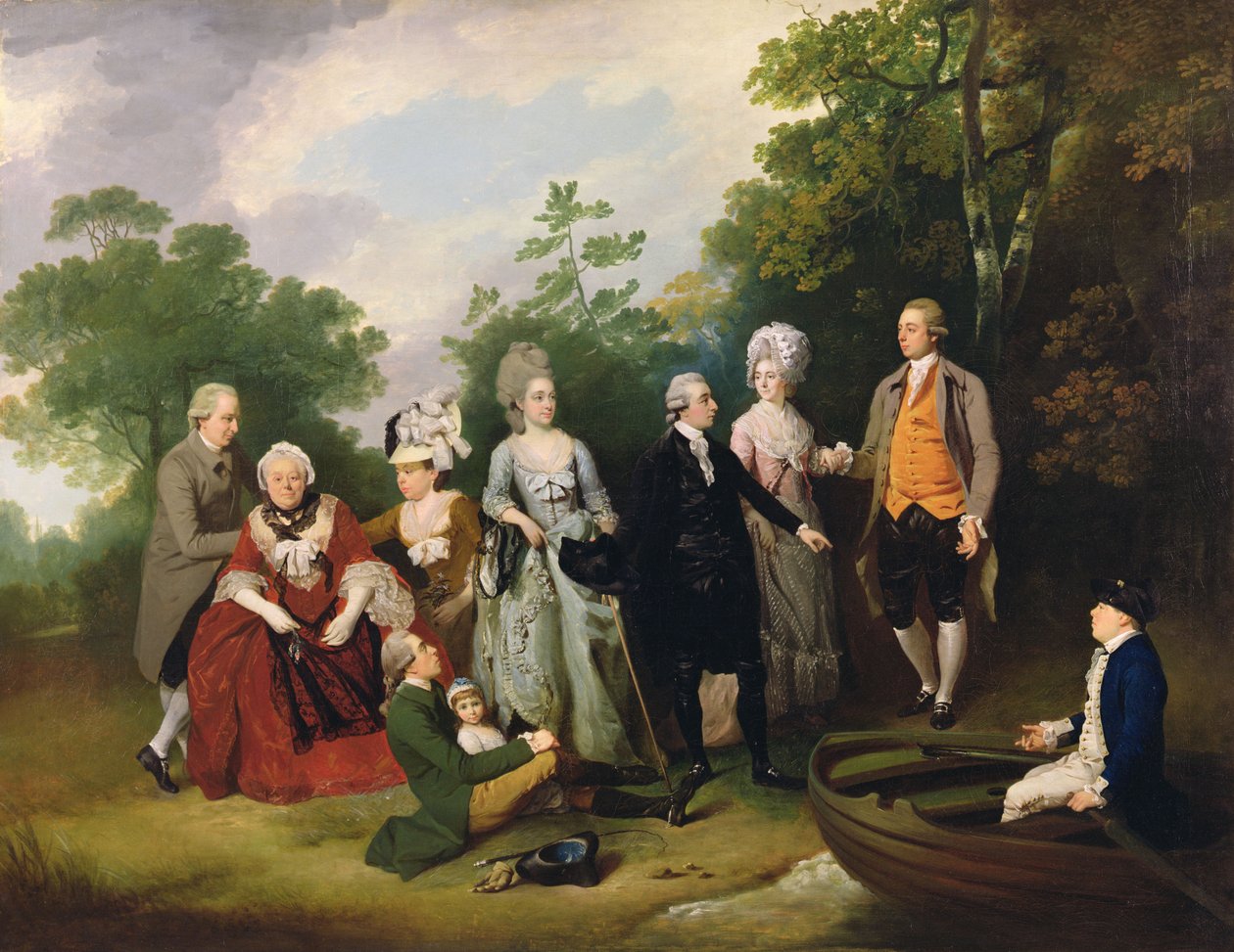Oliverin ja Ward-perheet puutarhassa, n. 1788 tekijältä Francis Wheatley