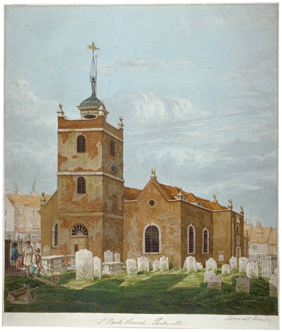Pyhän Paavalin kirkko, Shadwell, Lontoo, n. 1810 tekijältä Francis Danby