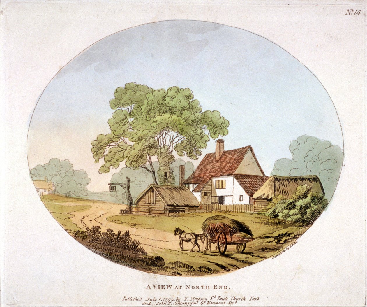 Yleiskuva Hampsteadista, Lontoosta, 1794 tekijältä Francis Jukes