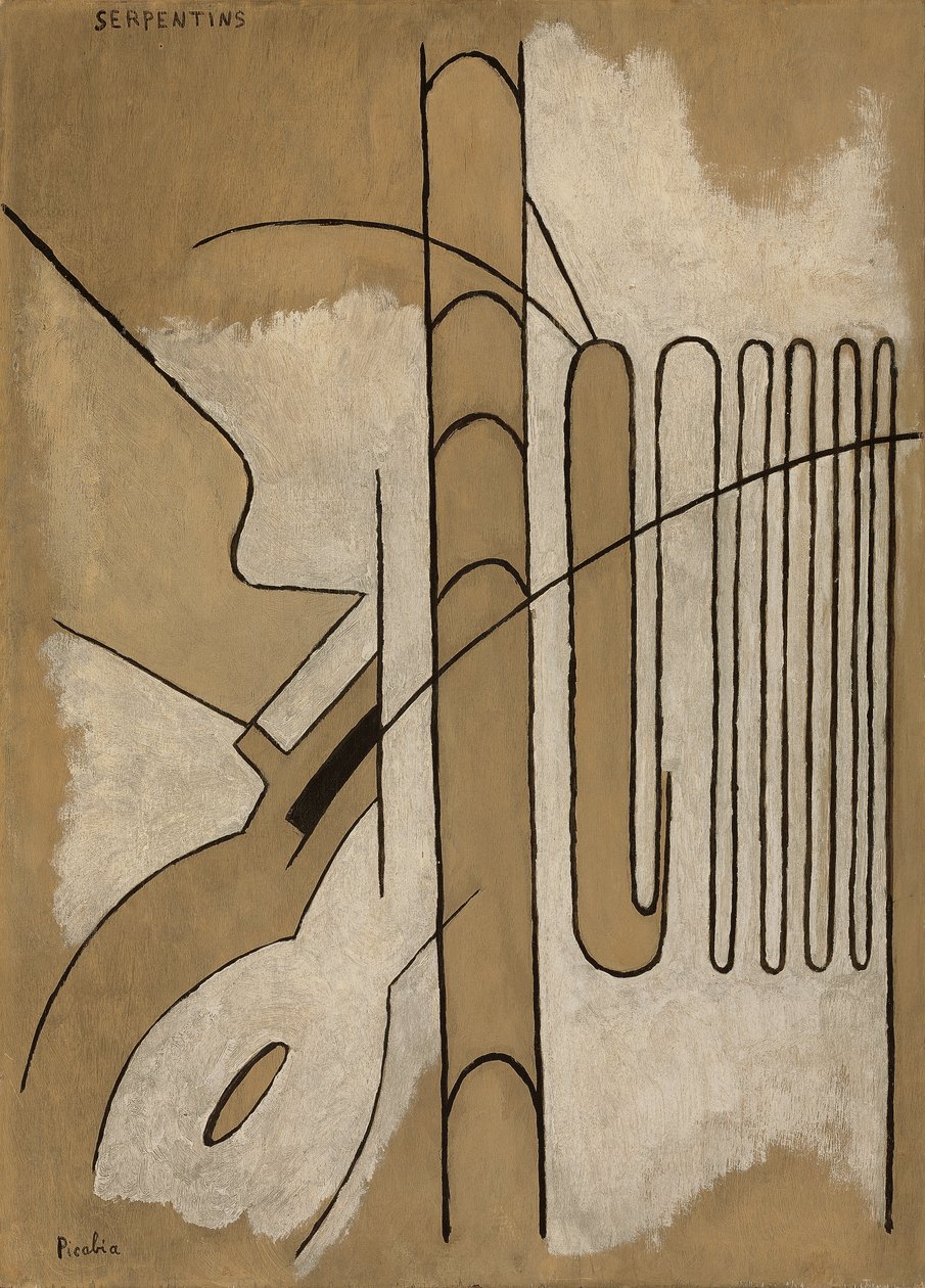 Käärmeet, n. 1922 (öljy kartongille) tekijältä Francis Picabia