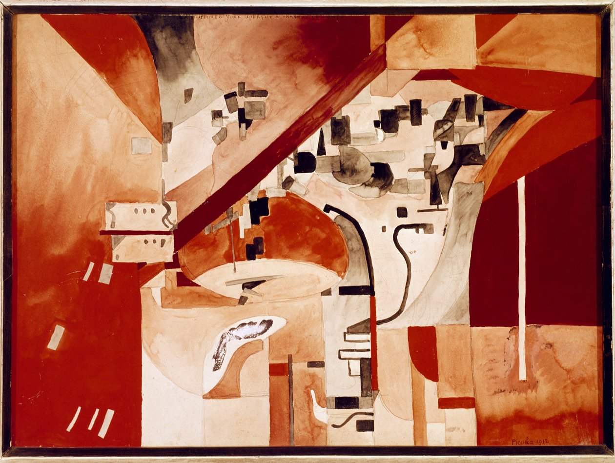 Näkymä New-Yorkiin pää alaspäin (Akvarelli) tekijältä Francis Picabia