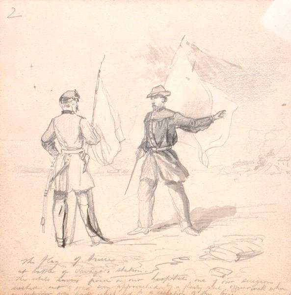 Aselevon lippu, n. 1860 (kynä paperilla) tekijältä Francis Schell