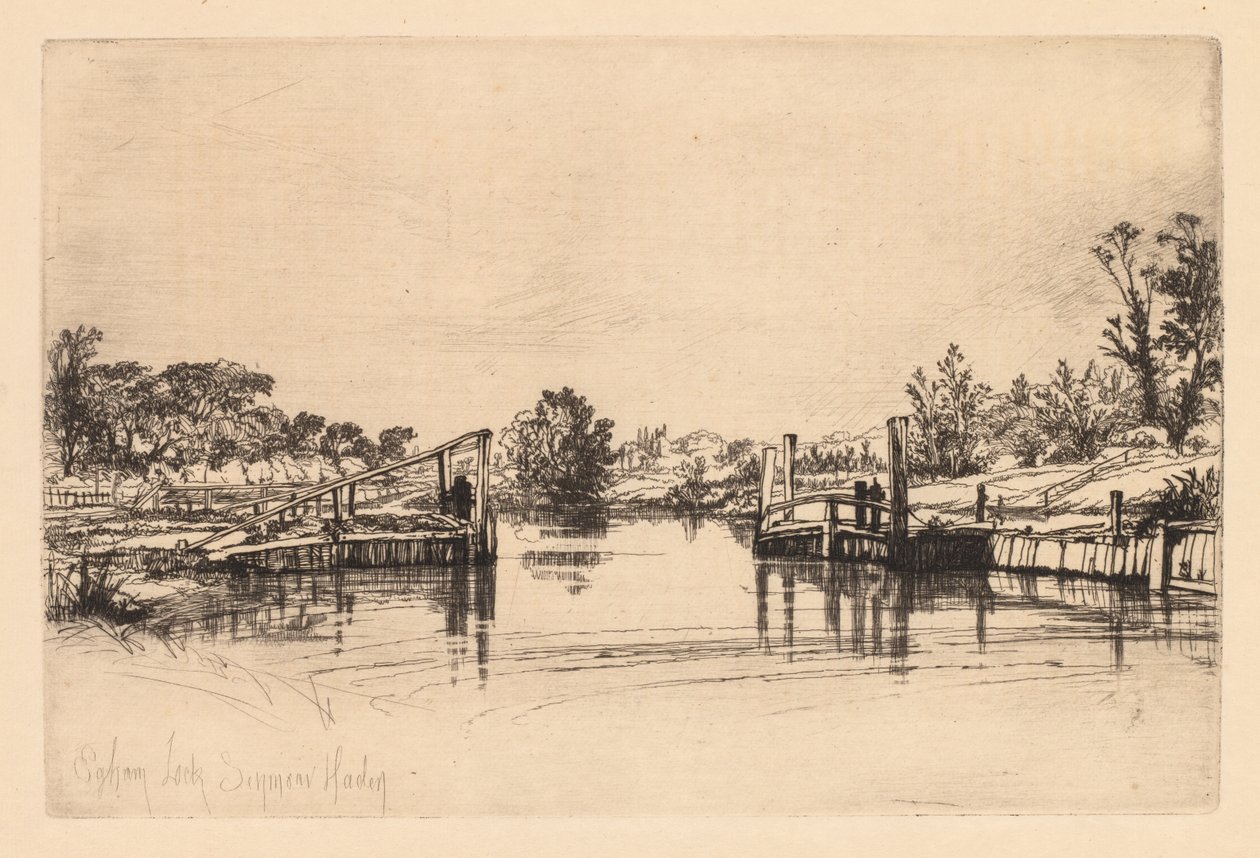 Egham Lock, 1859. tekijältä Francis Seymour Haden