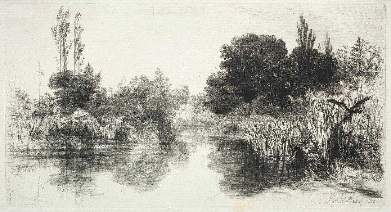 Share Mill Pond, 1860. tekijältä Francis Seymour Haden