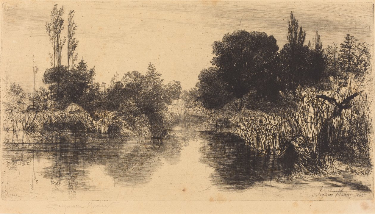Shere Mill Pond (isompi lautanen) tekijältä Francis Seymour Haden