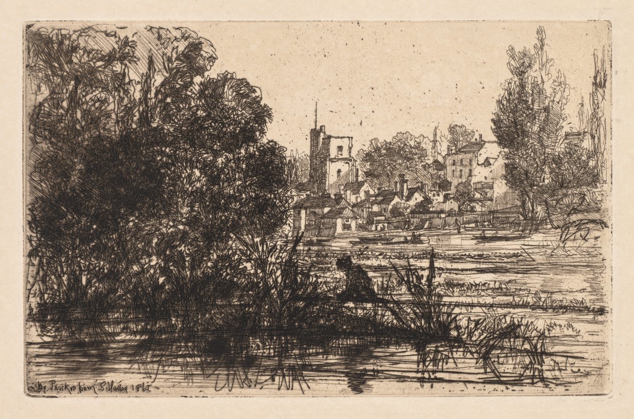 Twickenhamin kirkko, 1865. tekijältä Francis Seymour Haden