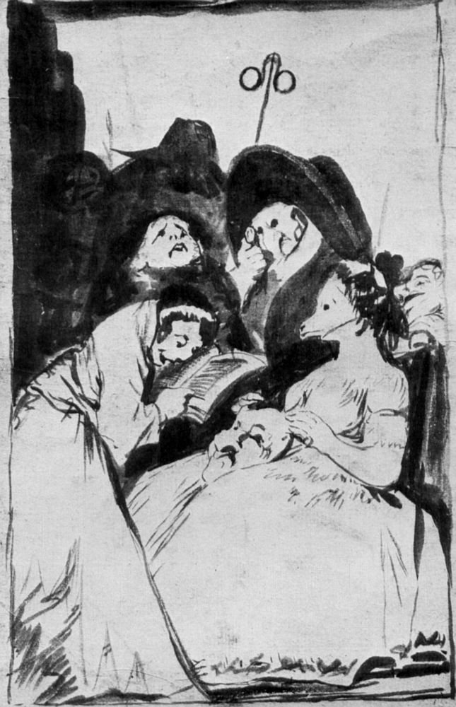 Dibujo preparatorio 1 del capricho tekijältä Francisco de Goya
