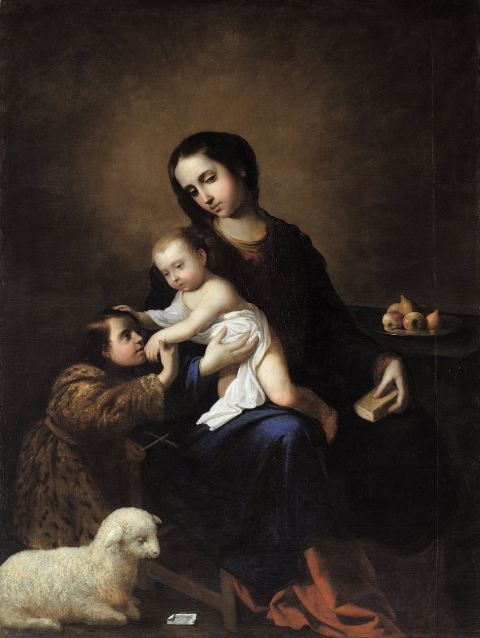 Neitsyt ja lapsi sekä Johannes Kastajan lapsi tekijältä Francisco de Zurbaran