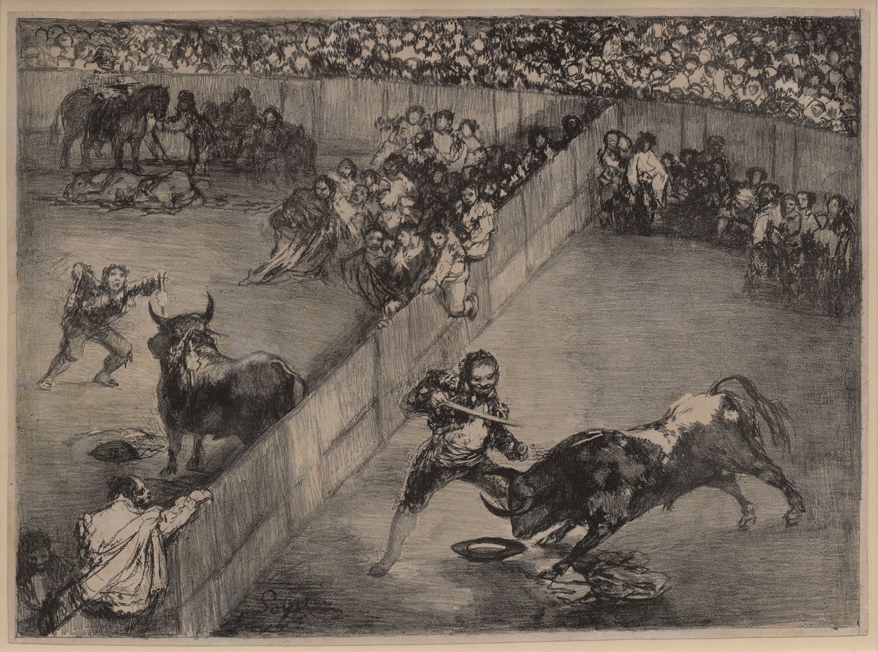 Härkätaistelu jaetussa kehässä tekijältä Francisco de Goya