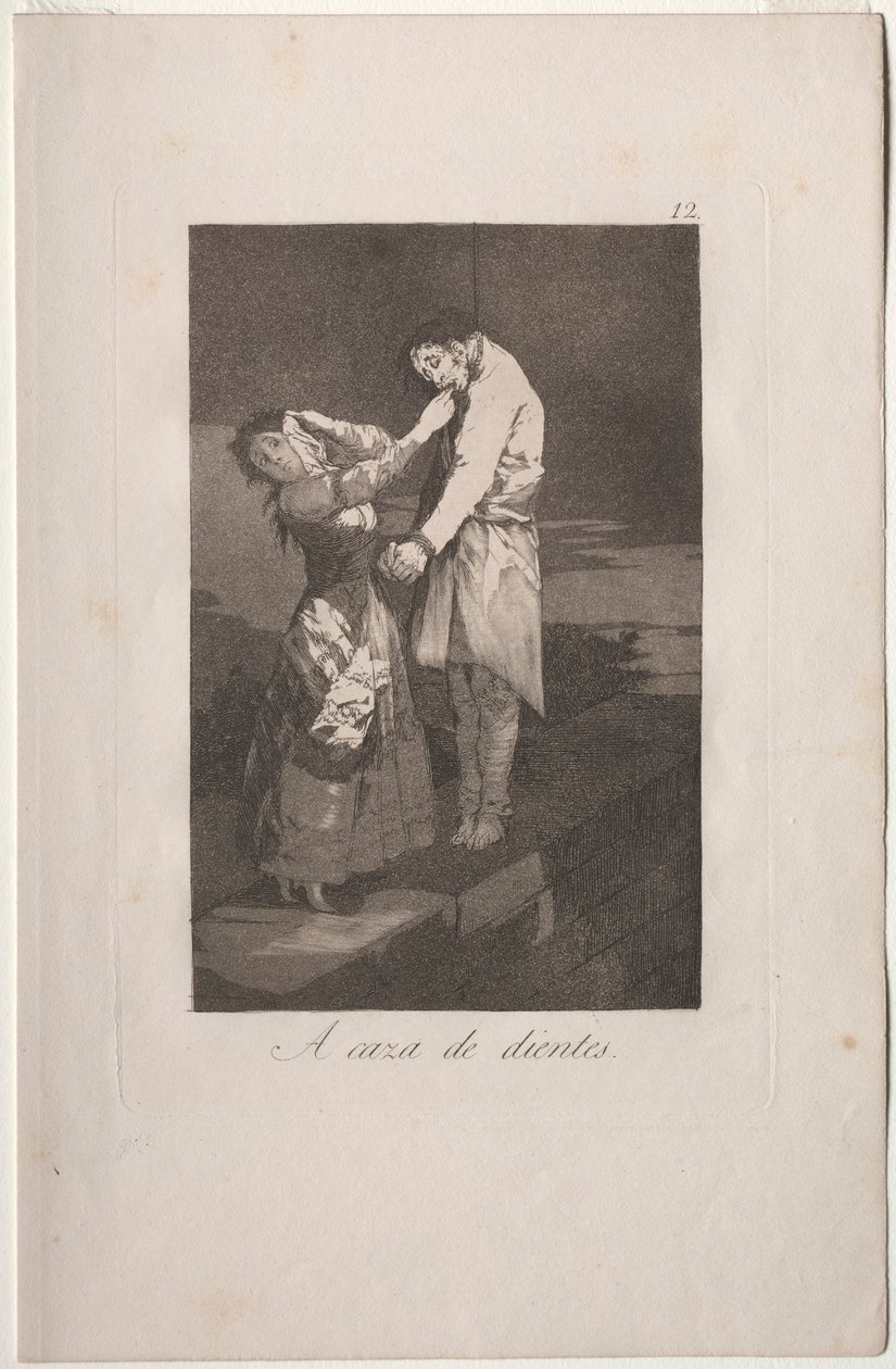 Caprichos: Hampaiden metsästys. tekijältä Francisco de Goya
