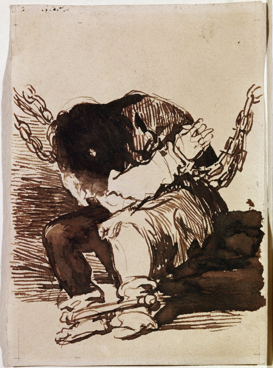 Vanki ketju istuu. (Valmistelupiirustus tekijältä Francisco de Goya