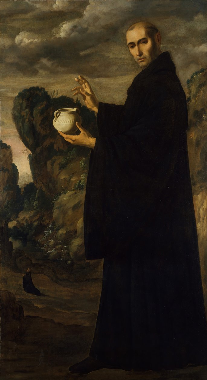 Pyhä Benedict, n. 1640-45. tekijältä Francisco de Zurbaran