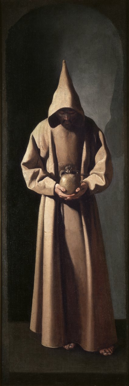 Pyhä Franciscus miettii pääkalloa tekijältä Francisco de Zurbaran