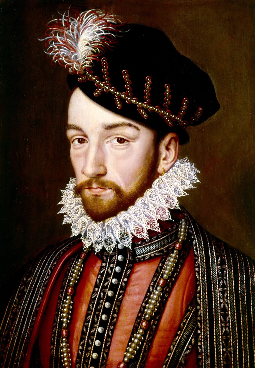 Charles IX öljy paneelissa tekijältä François Clouet
