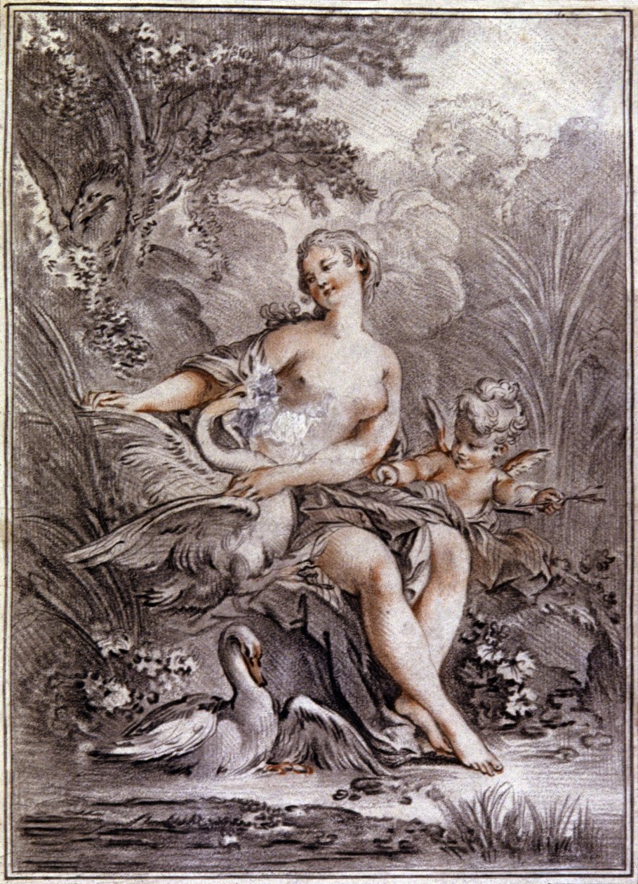 Leda ja joutsen tekijältä Francois (after) Boucher