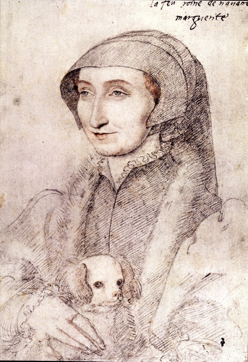 Navarran Marguerite (1523-1574) (piirustus) tekijältä François Clouet