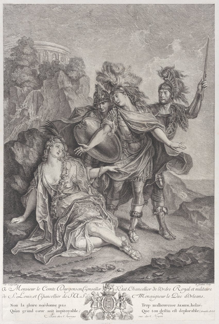 Rinaldo hylkäämässä Armidan, 1720-62. tekijältä Francois Joullain