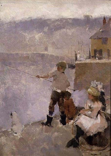 Kalastus laiturilla tekijältä Frank Bramley