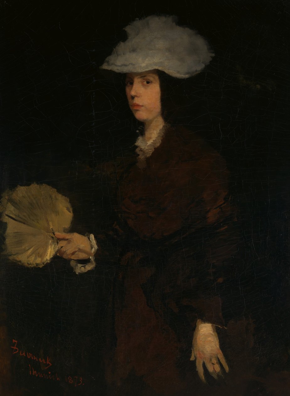 Nainen tuulettimen kanssa, 1873. tekijältä Frank Duveneck