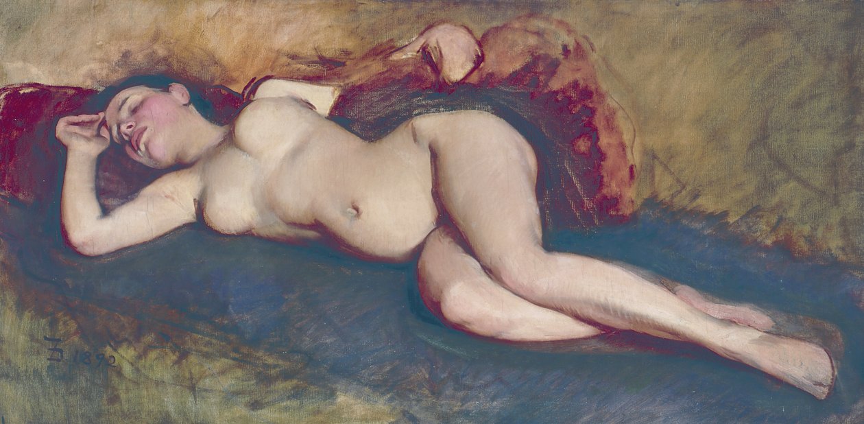 Makaava alaston (öljy kankaalle) tekijältä Frank Duveneck