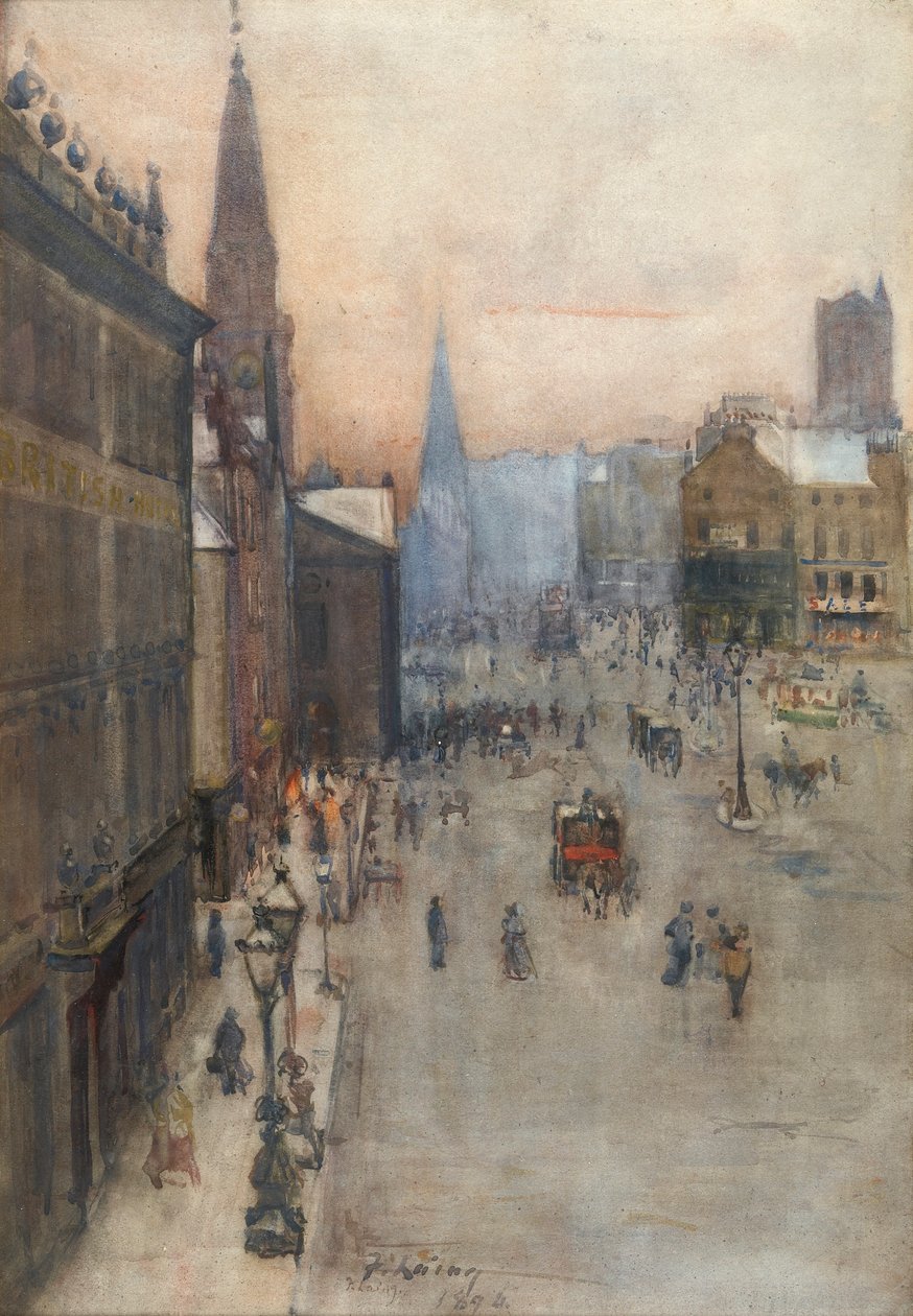 Katunäkymä, 1894 (wc paperilla) tekijältä Frank Laing