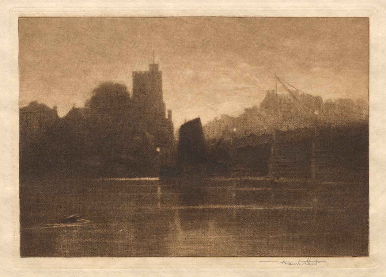 Ebb Tide, Putney Bridge, 1885. tekijältä Frank Short