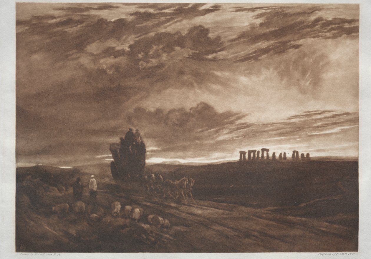 Stonehenge aamunkoitteessa, 1897. tekijältä Frank Short