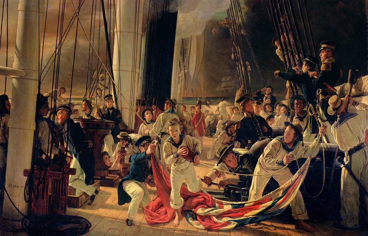 Kannella meritaistelun aikana, 1855 tekijältä François Auguste Biard