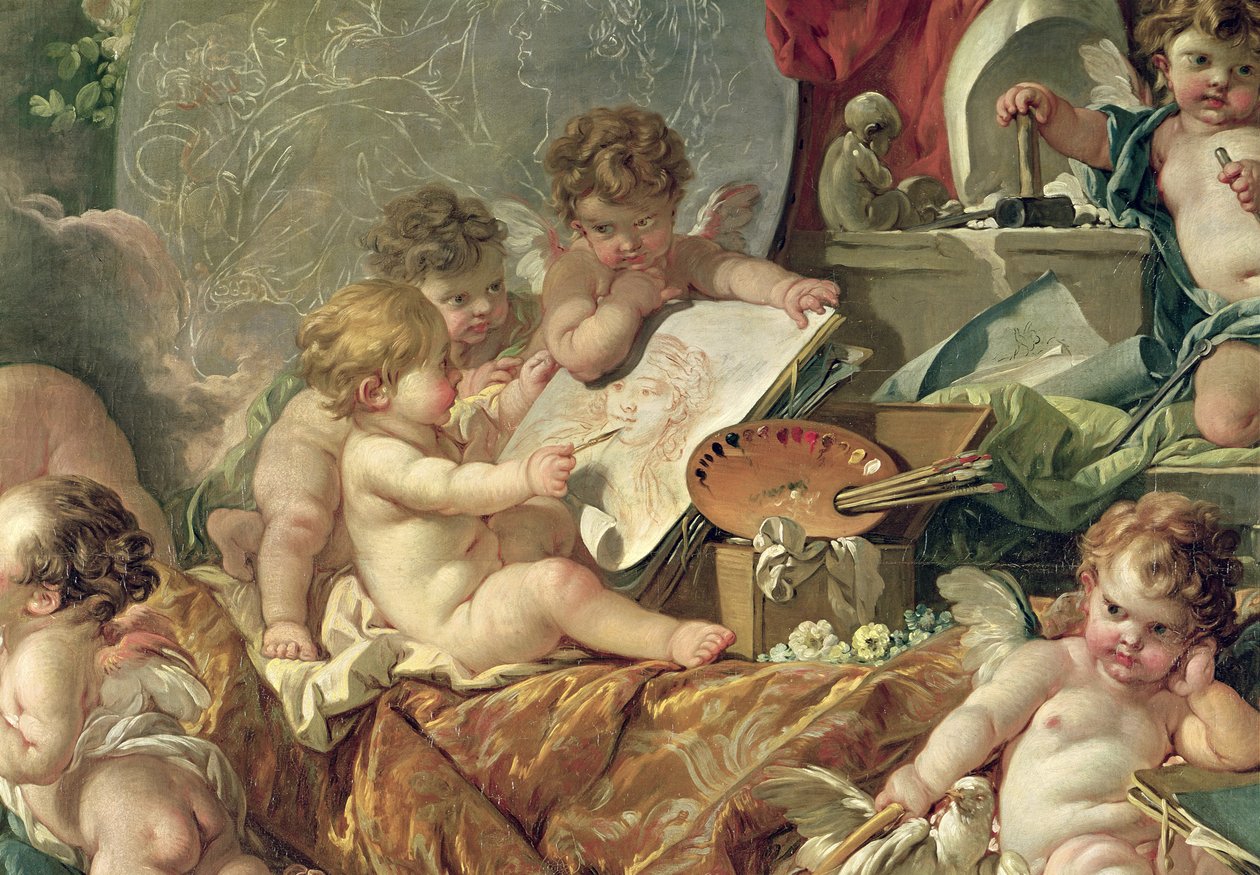 Genius Teaching the Arts, 1761 (yksityiskohta) tekijältä François Boucher