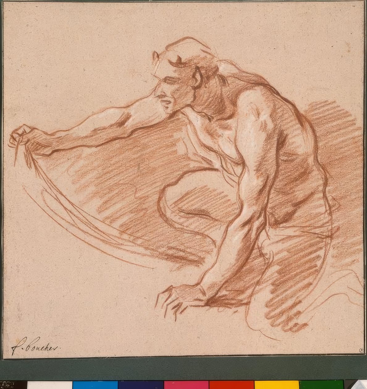 Satyre vuokralainen une draperie tekijältä François Boucher