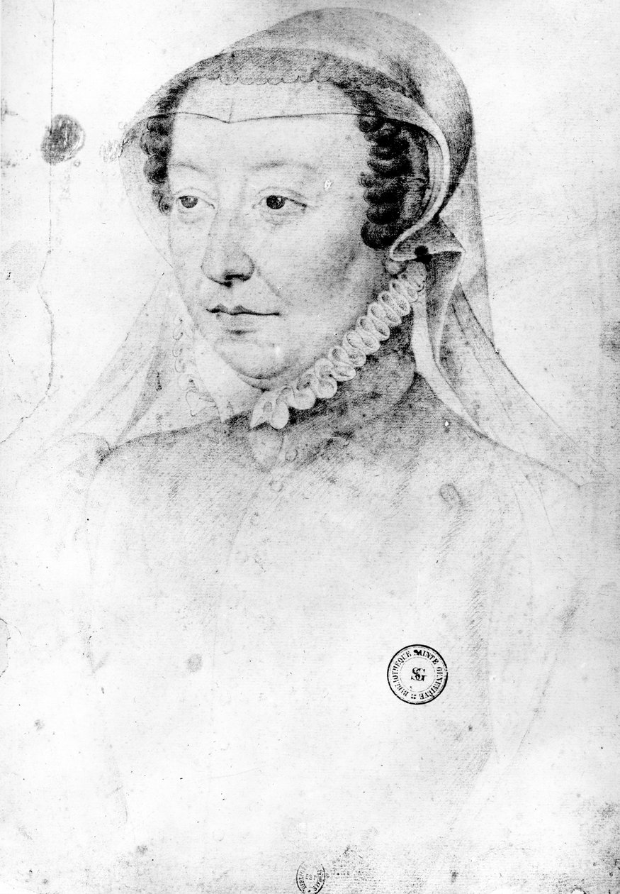 Catherine de Medici, n. 1560 (pierre noire ja punainen liitu paperille) tekijältä François Clouet