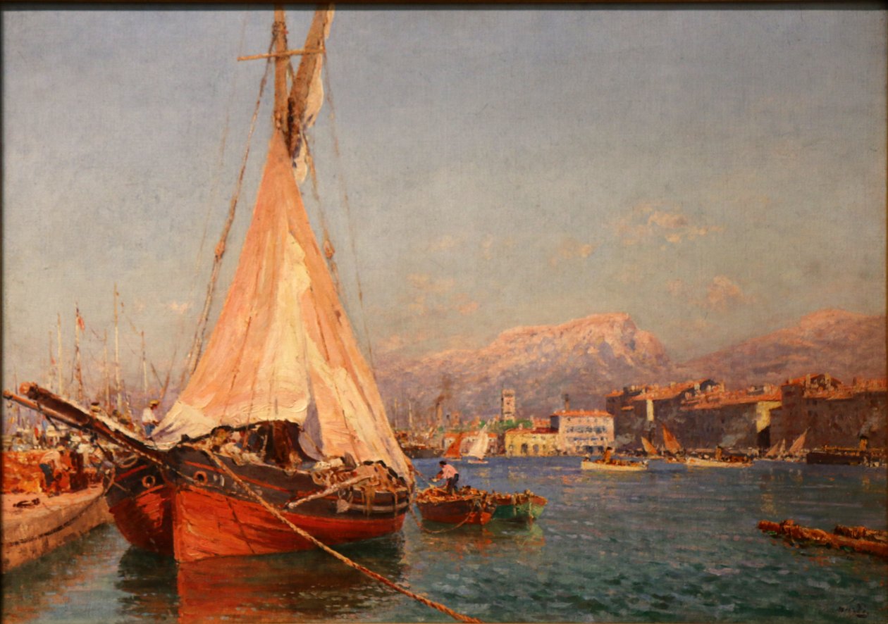 Tartane rouge au fond du port ja quai de la consigne. tekijältä Francois Nardi